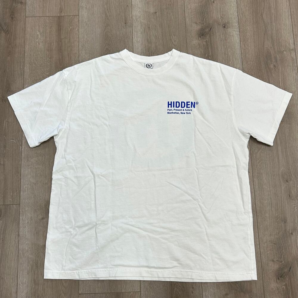 Hidden NY Classic Logo Tee T Shirt size XXL 2XL White Blue B8